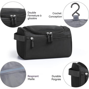 Trousse de toilette de Voyage 24x14x13CM Pour Hommes et Femmes avec Poignée Volume élevé Tissu imperméable Trousse de Maquillage